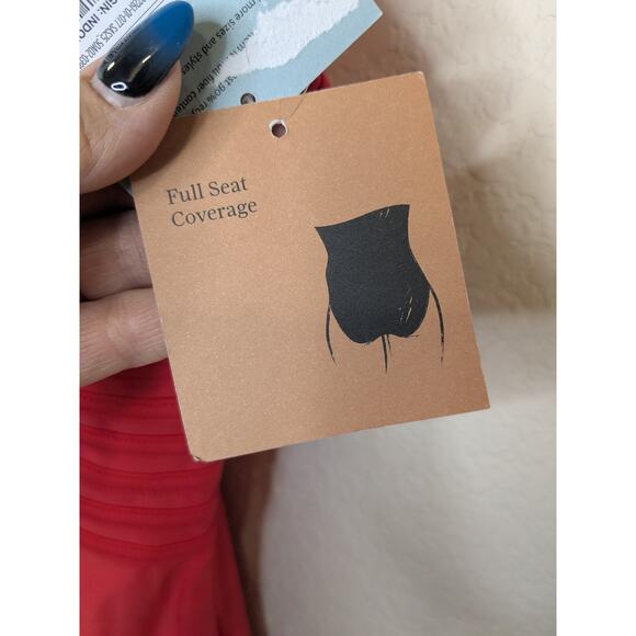 Shade & Shore One Piece Swimsuit Full Coverage Red Womens Size Small - Picture 6 of 8